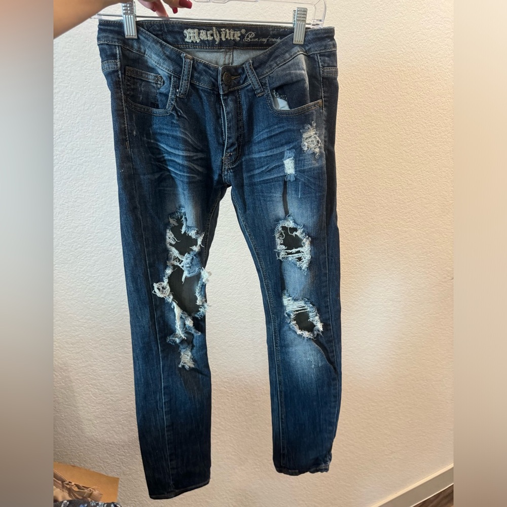 Italian distressed low rise jeans